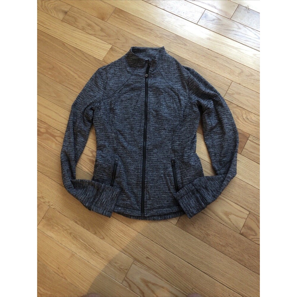 Lululemon Define Jacket Womens 8 Heathered Black Full Zip Running Gray